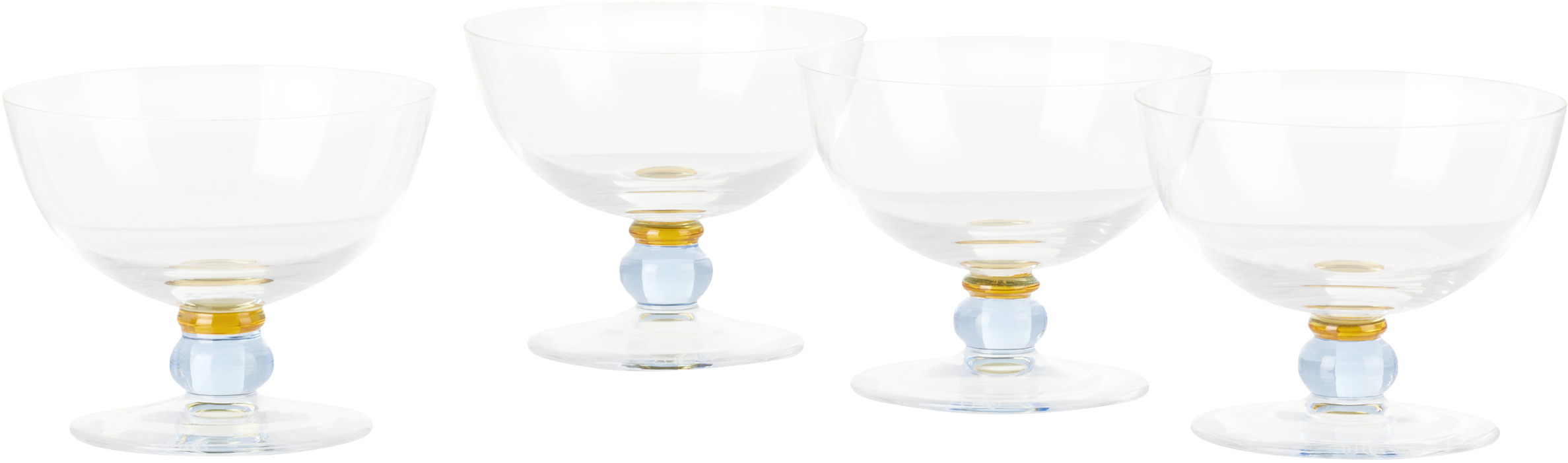 Akua Objects Blue & Orange Noam Champagne Glasses, 4 Pcs In Emerald