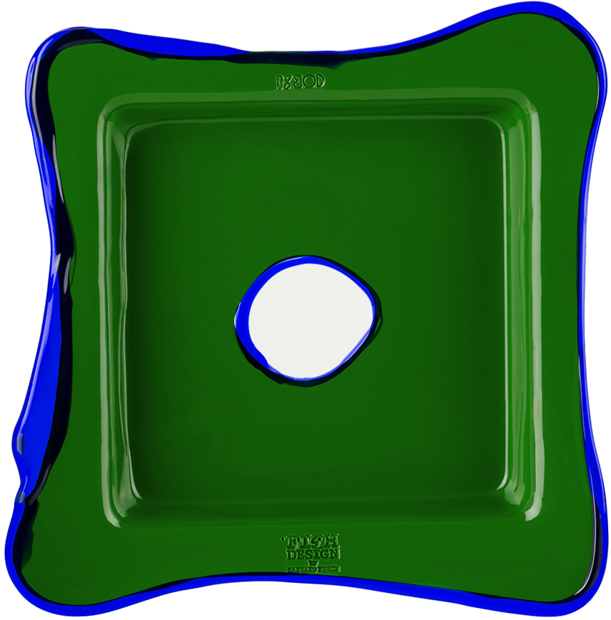 Corsi Design Green & Blue Small Square Try Tray In Matt Green/blue