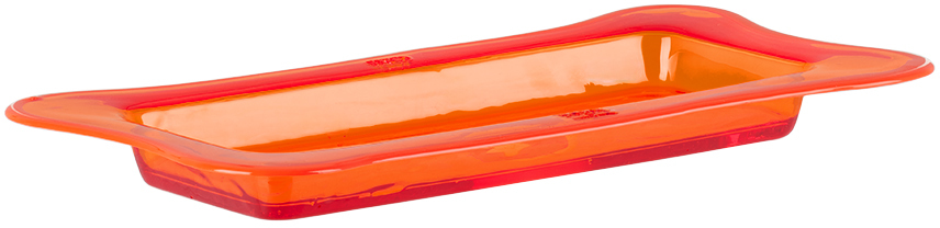 Corsi Design Orange Small Rectangular Try Tray In Clear/matt Orange