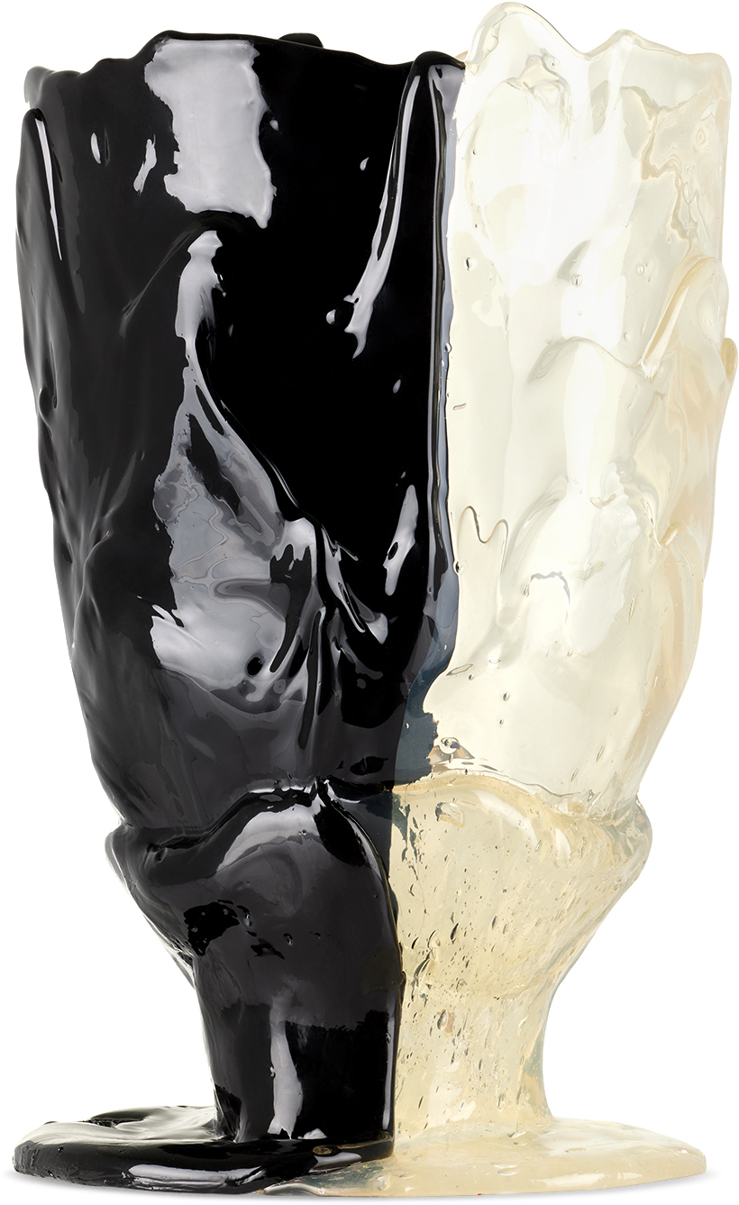 Corsi Design Black Large Twins C Vase In Matt Black, Clear