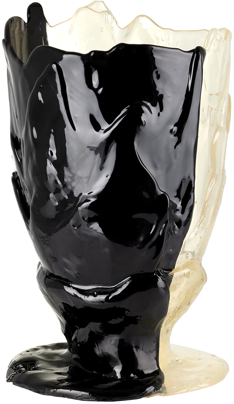 Corsi Design Black Large Twins C Vase In Matt Black, Clear