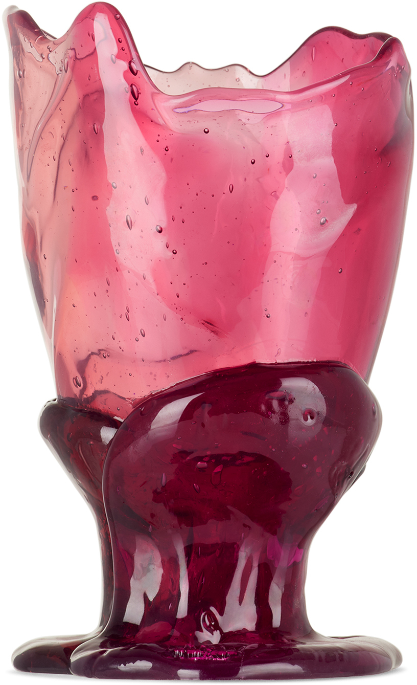 Corsi Design Pink & Purple Small Twins C Vase In Clear Pink, Fuchsia