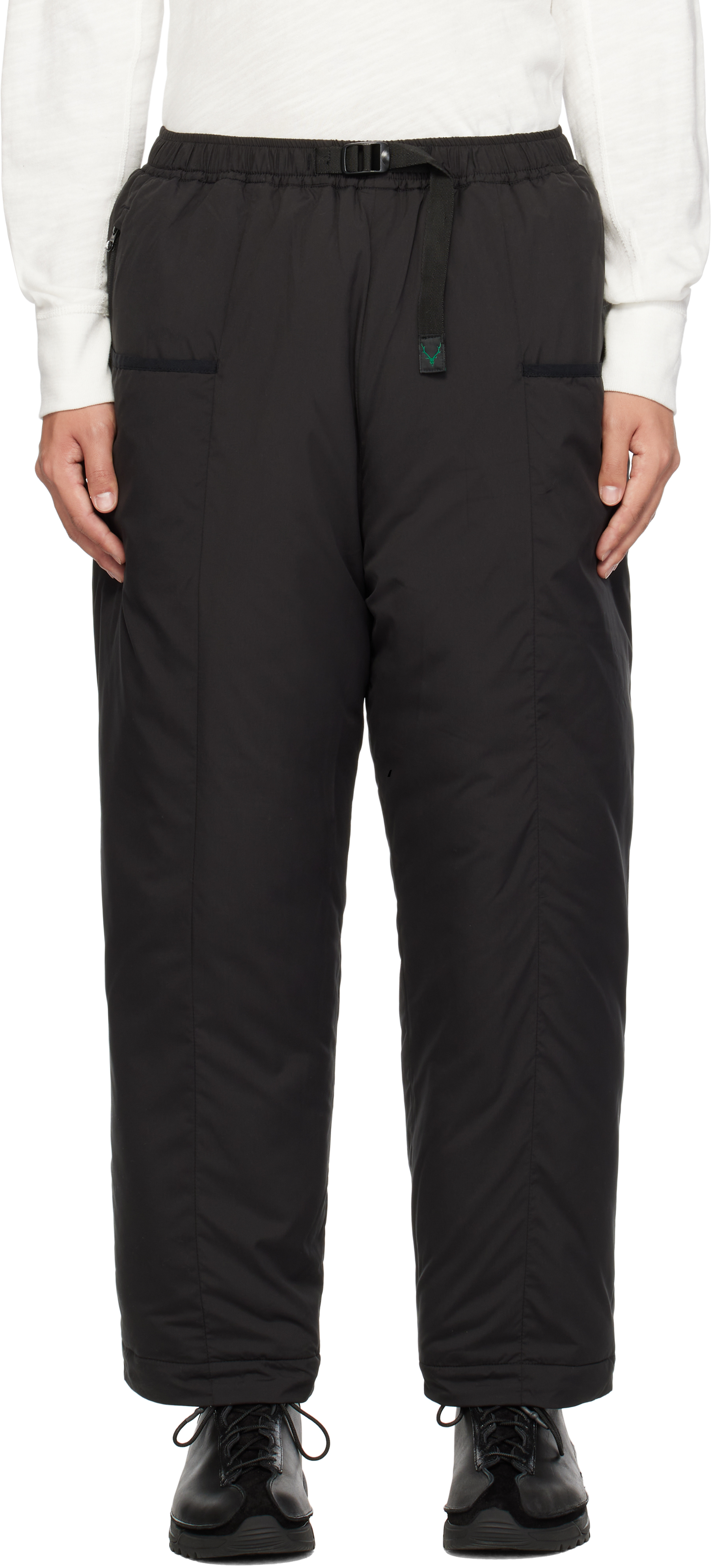 Black Insulator Belted Trousers