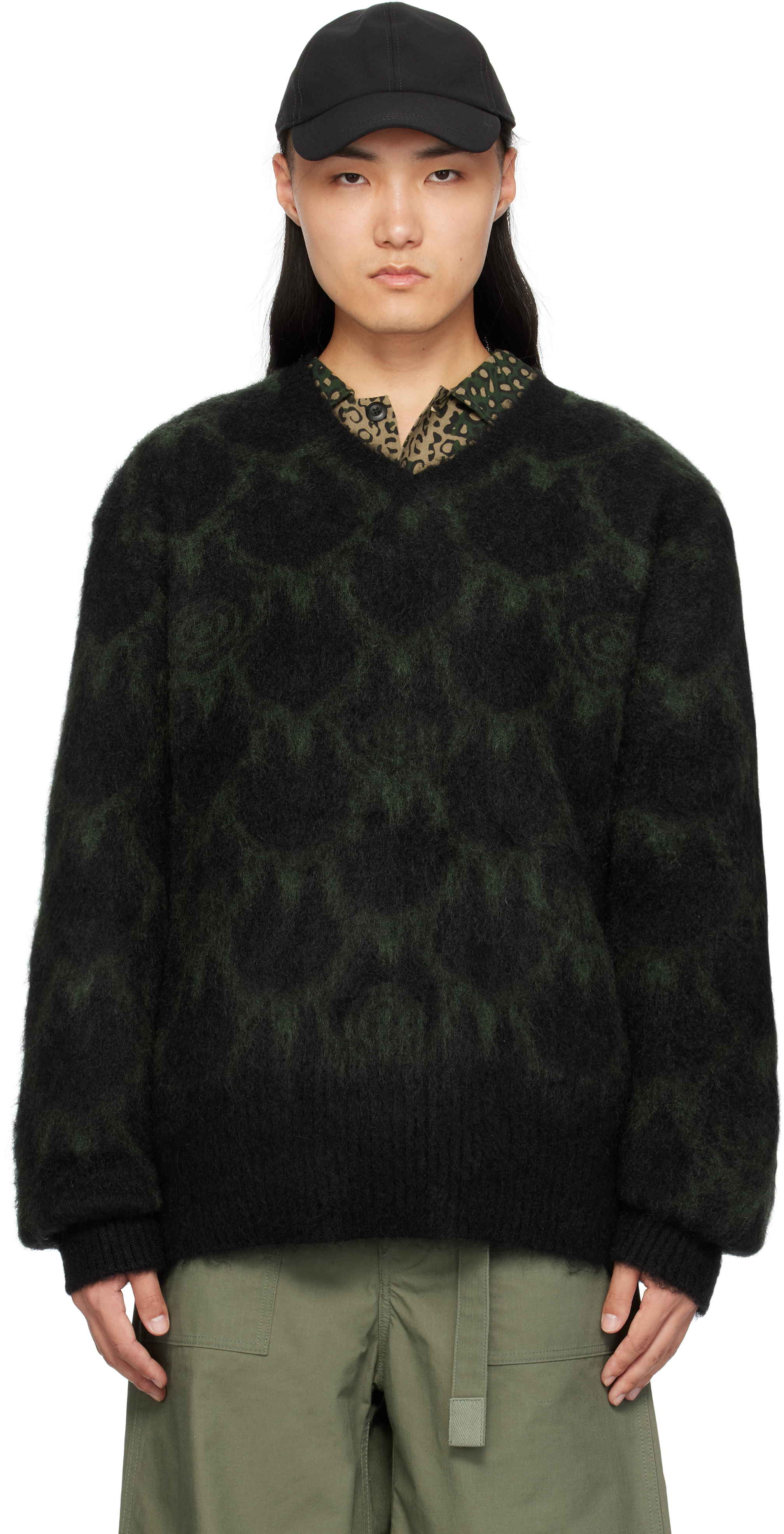 SOUTH2 WEST8 BLACK MOHAIR SWEATER 