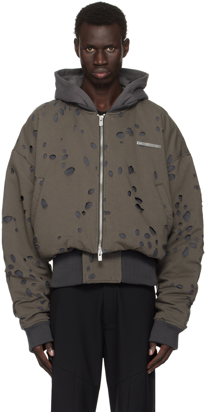 HELIOT EMIL GRAY PNEUMATIC BOMBER JACKET 