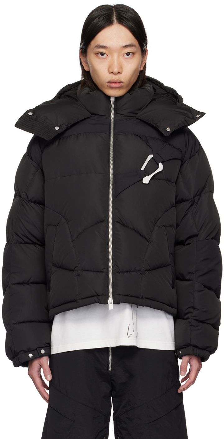 Black Abstract Down Puffer Jacket