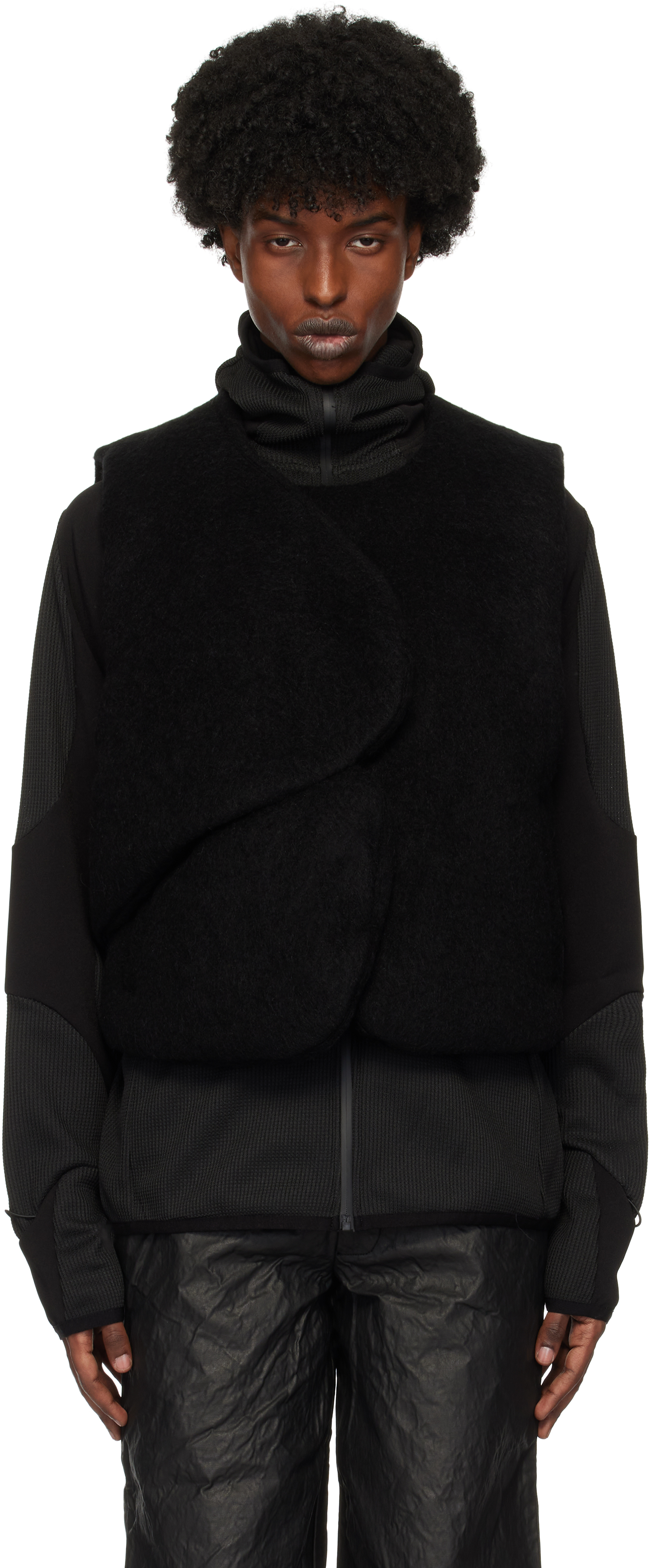 Shop Heliot Emil Black Obelis Mohair Down Vest