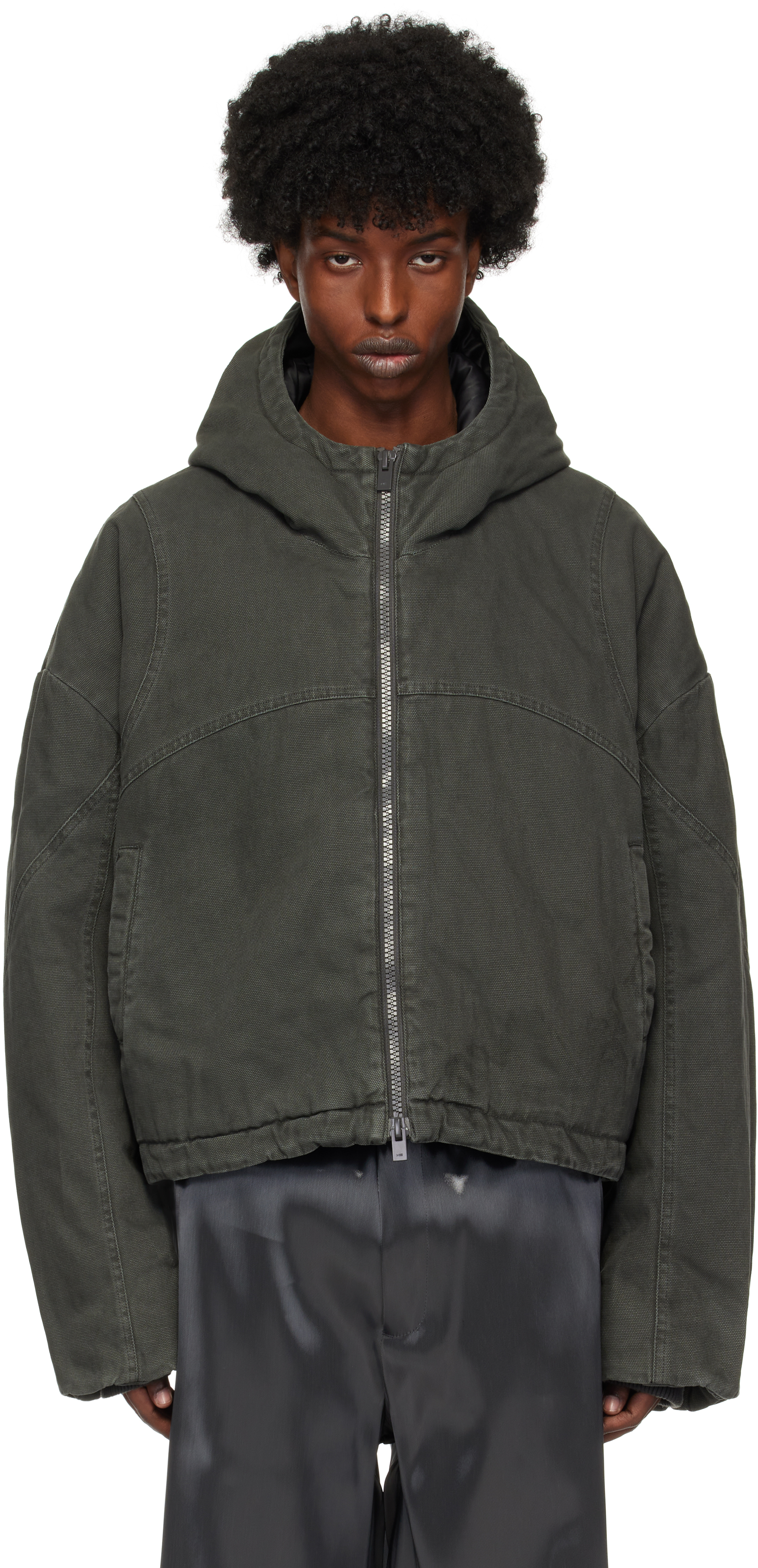 Shop Heliot Emil Gray Dux Worker Jacket In Dark Grey