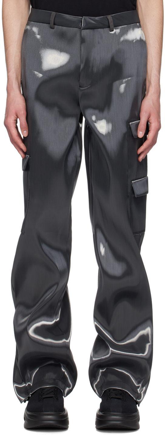 Shop Heliot Emil Gray Liquid Metal Cargo Pants In Metalic