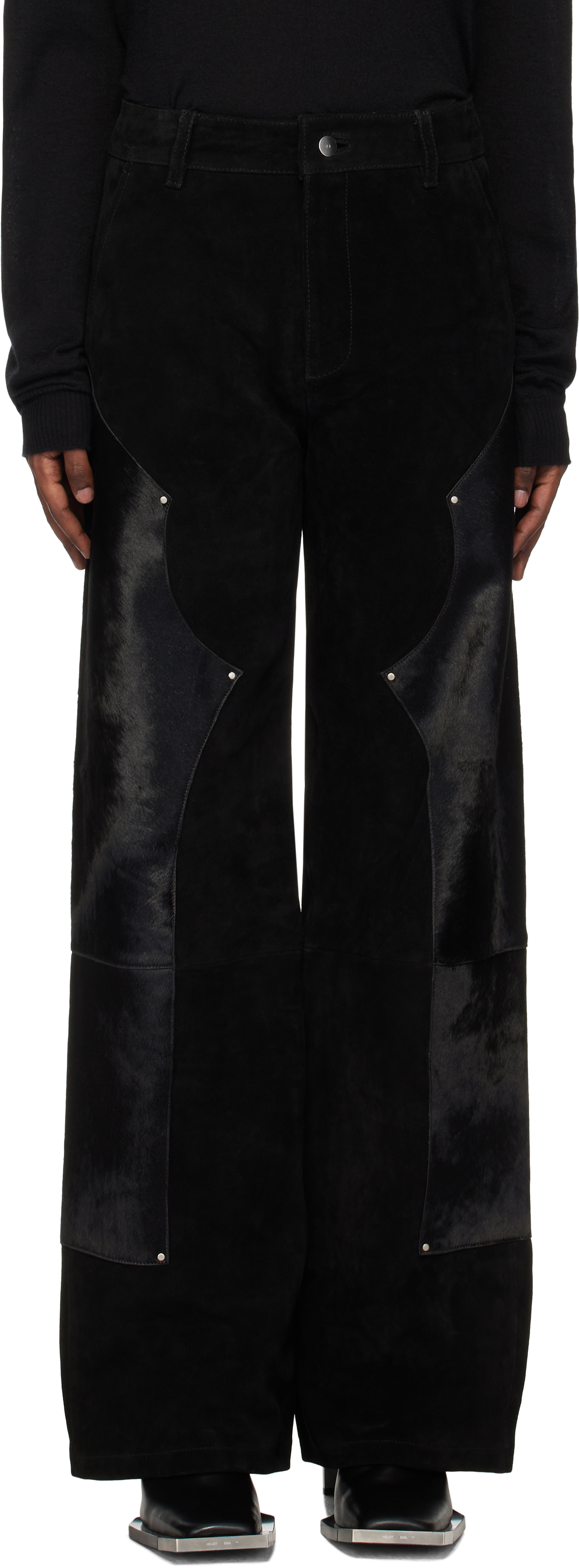 Heliot Emil Black Lorica Carpenter Suede Pants