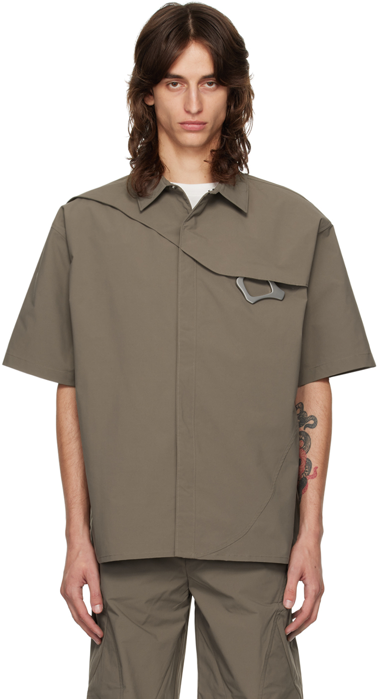 Shop Heliot Emil Khaki Carabiner Shirt In Dusty Green