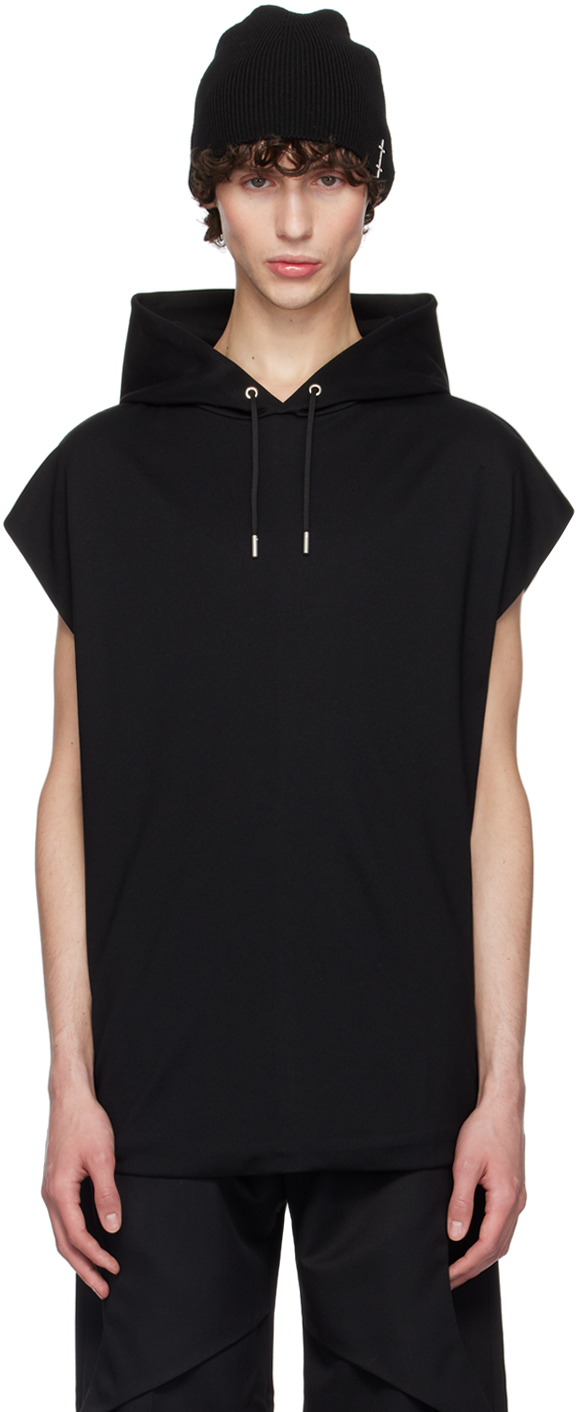 Black Sleeveless Hoodie