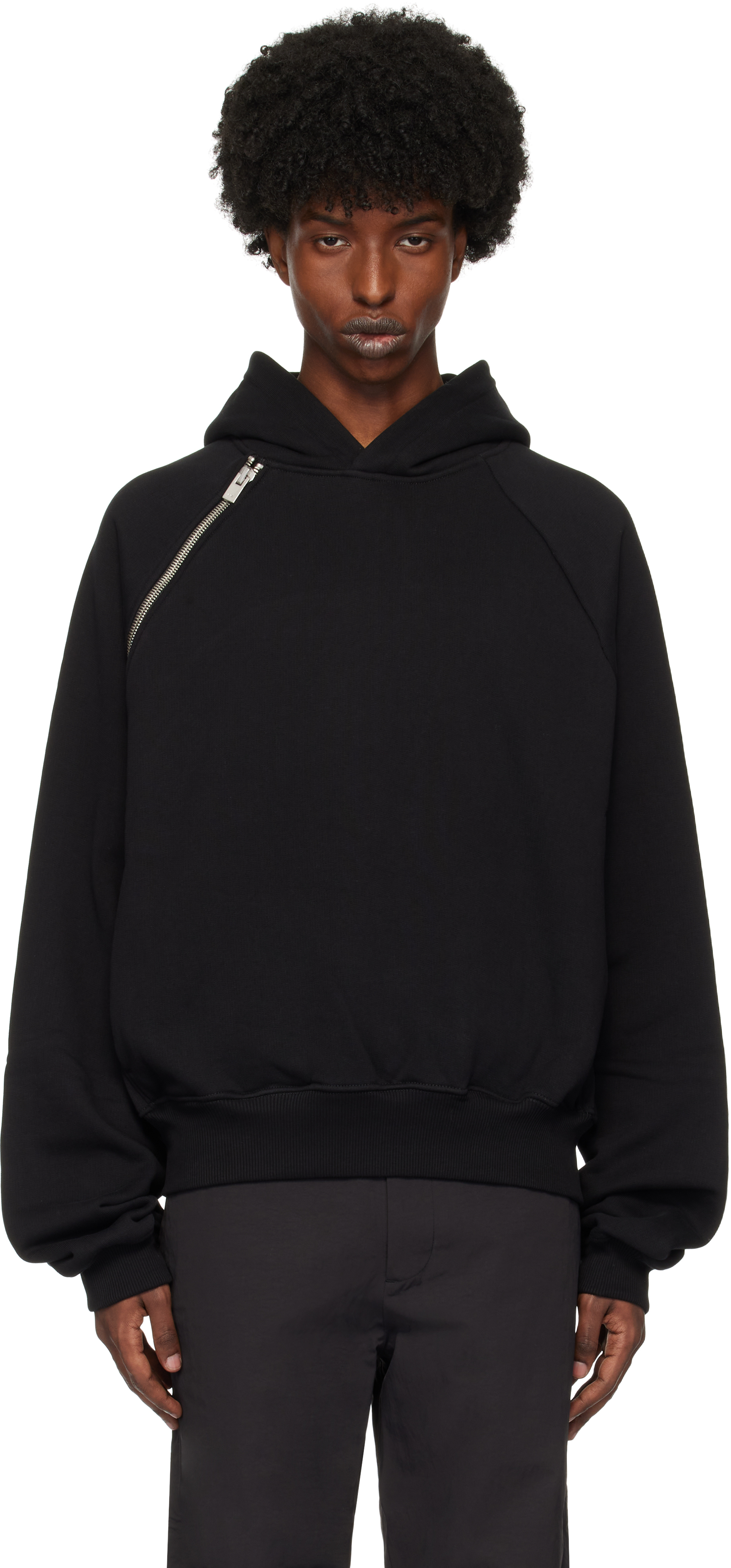 Shop Heliot Emil Black Sequence Zip Hoodie