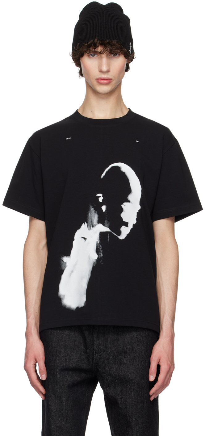 ★HELIOT EMIL★ ブラック AI Generated Print Tシャツ Heliot Emil - SEQUENCE ZIP T-SHIRT | HBX - Globally Curated