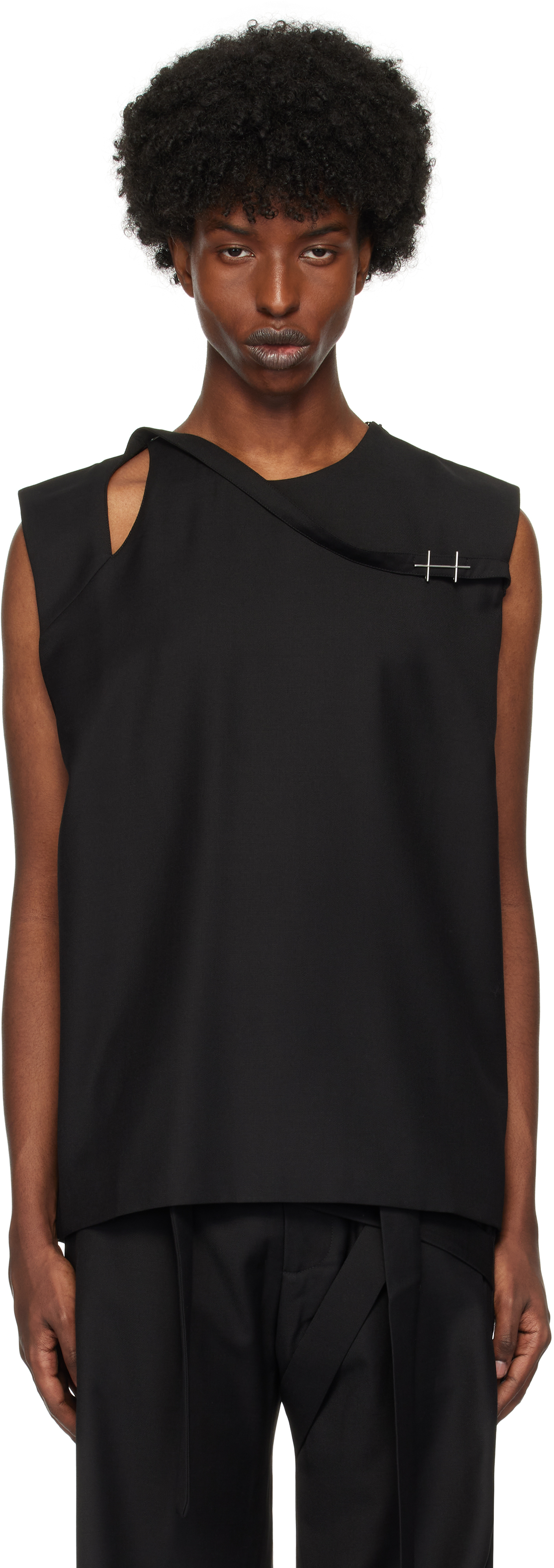 Heliot Emil Black Aegis Tailored Tank Top