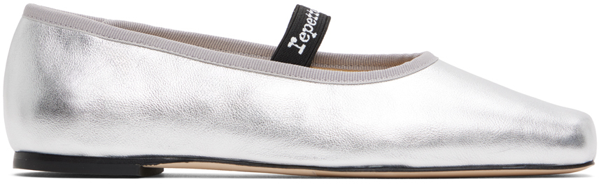 Shop Repetto Silver Lisbeth Ballerina Flats In Argent