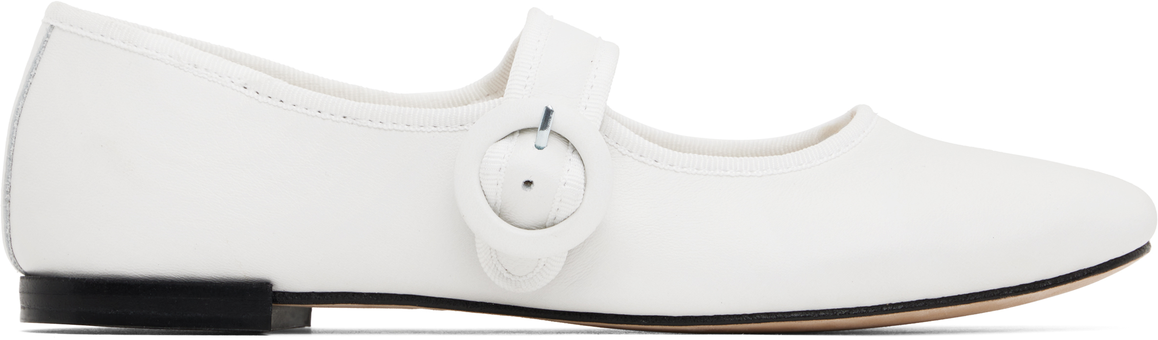 Repetto White Georgia Square Toe Mary Jane Ballerina Flats In Blanc