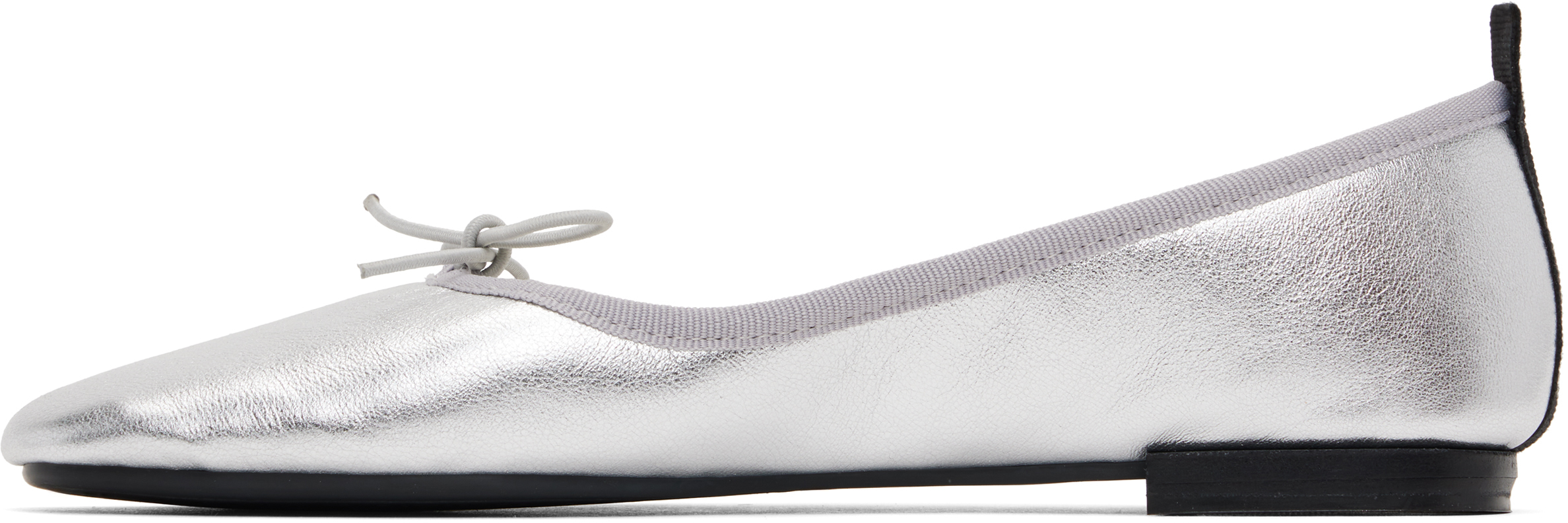 REPETTO SILVER GARANCE SQUARE TOE BALLERINA FLATS 