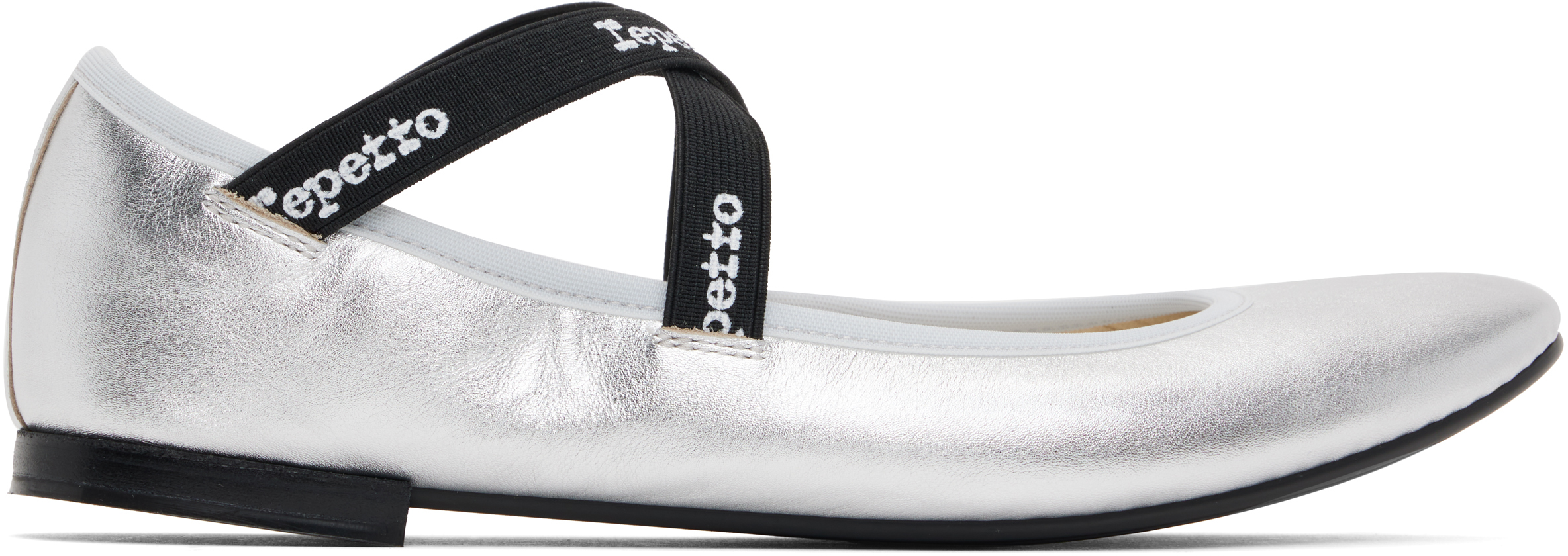 Repetto Silver Joana Mary Jane Ballerina Flats In Argent