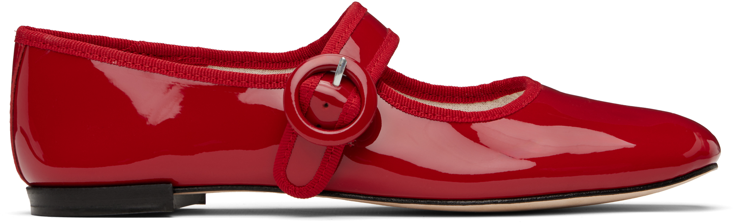 Red Georgia Square-Toe Mary Janes Ballerina Flats