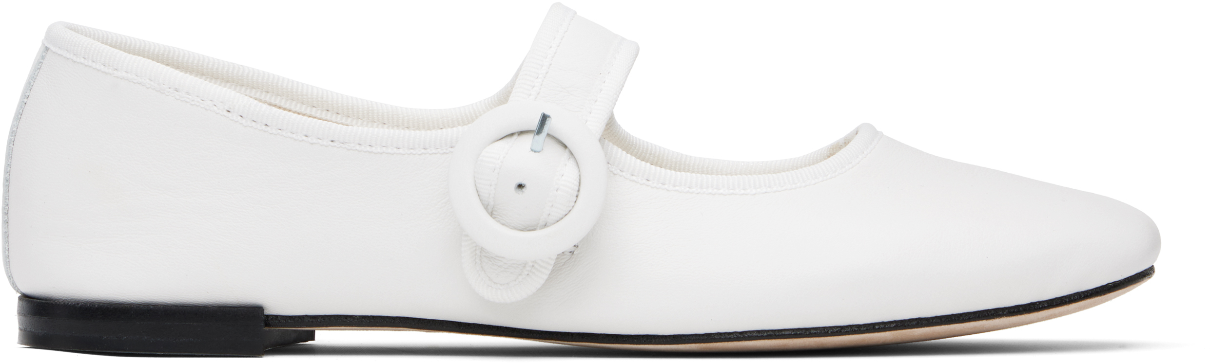 White Georgia Square-Toe Mary Jane Ballerina Flats