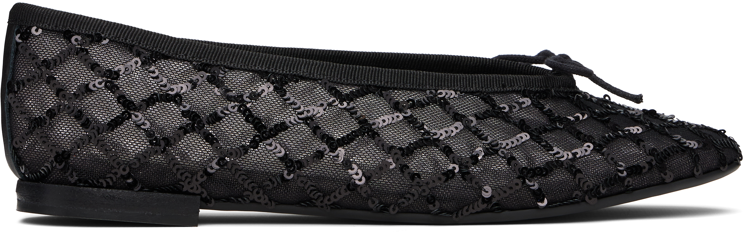 Black Lilouh Almond-Toe Ballerina Flats