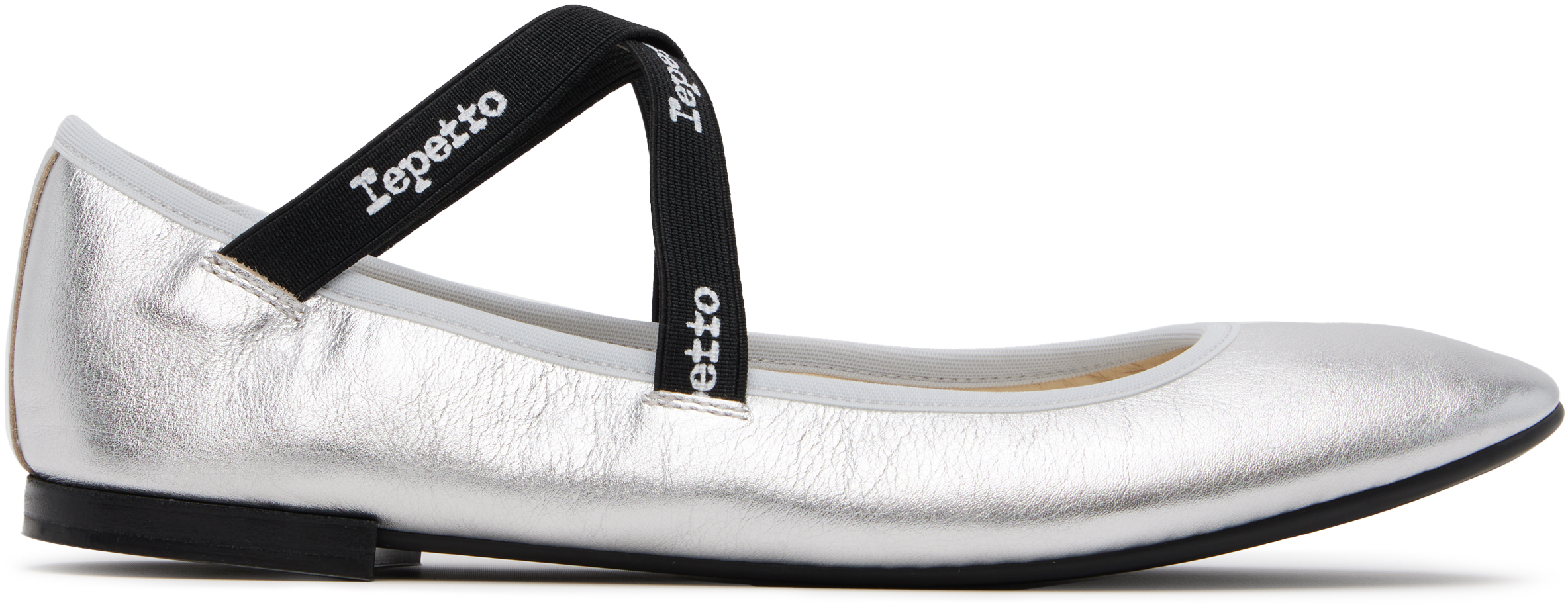 Silver Joana Mary Jane Ballerina Flats