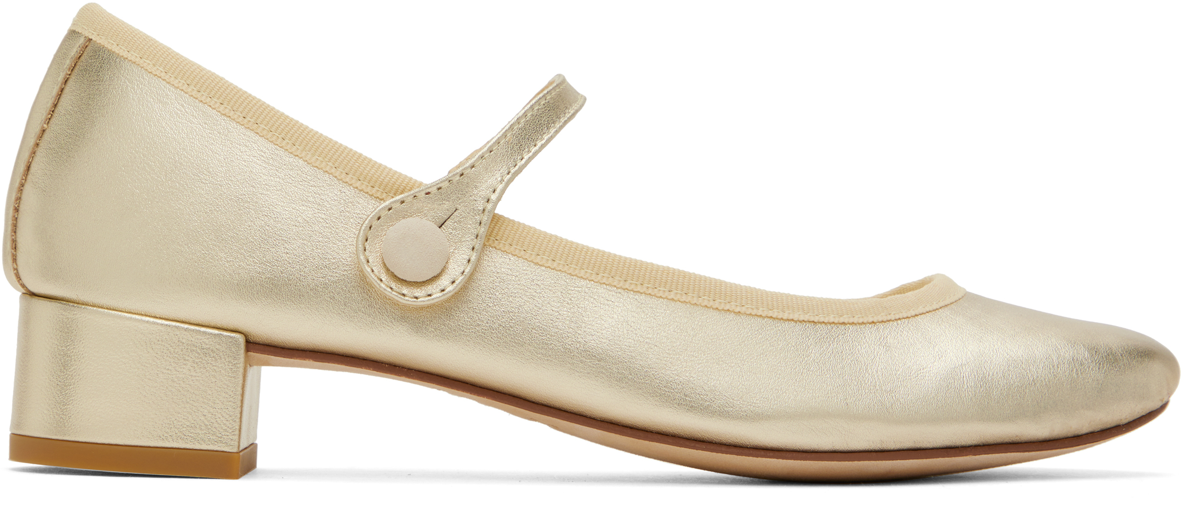 Shop Repetto Gold Rose Mary Jane Heels In Bulle