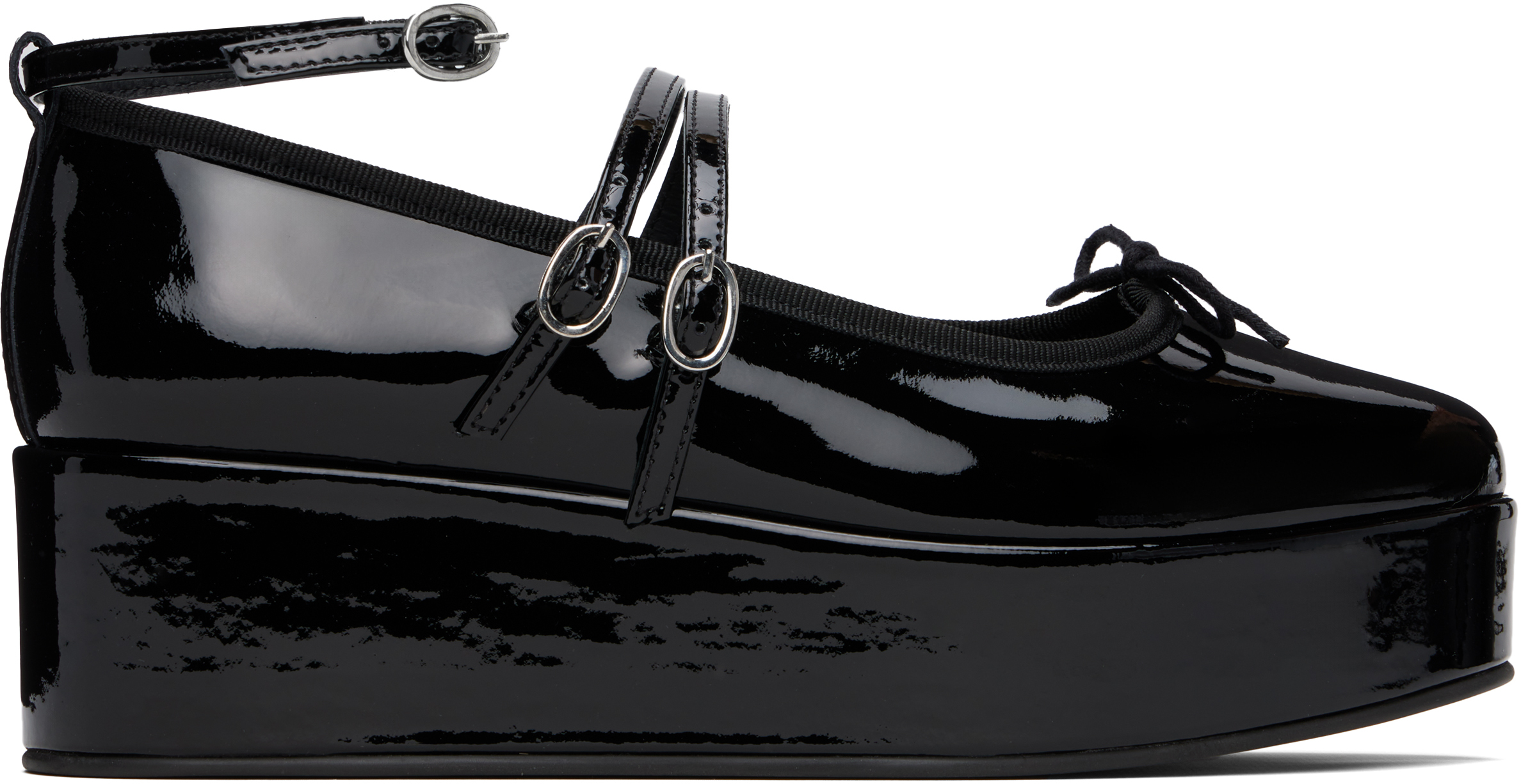 REPETTO BLACK CENDRILLON PLATFORM MARY JANE HEELS