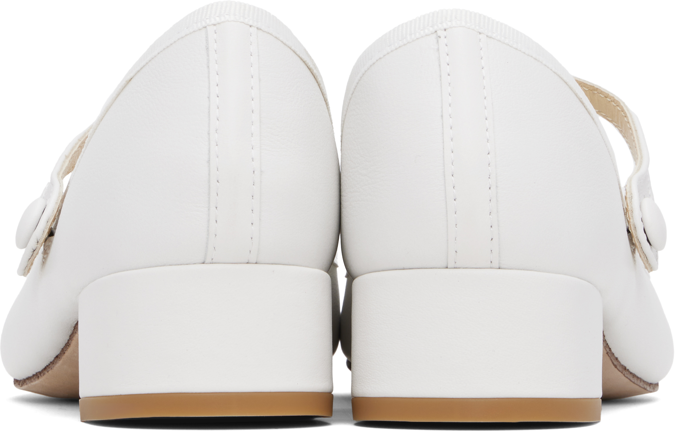 Repetto White Rose Mary Jane Heels