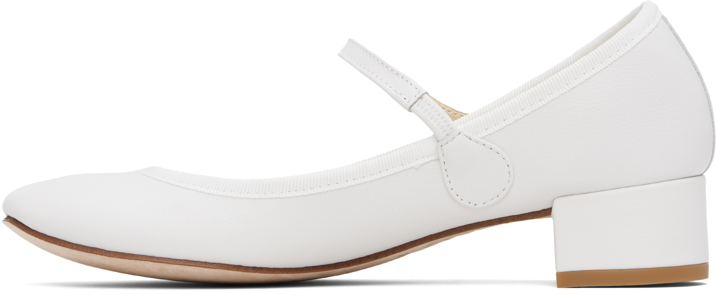Repetto White Rose Mary Jane Heels