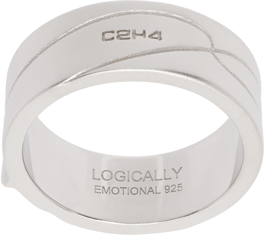 C2h4 Silver Streamline Logo Ring