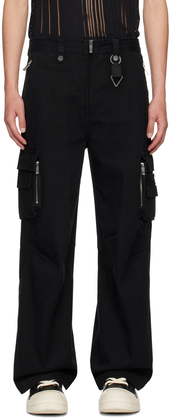 C2h4 Black Construction Cargo Pants In Faded Black