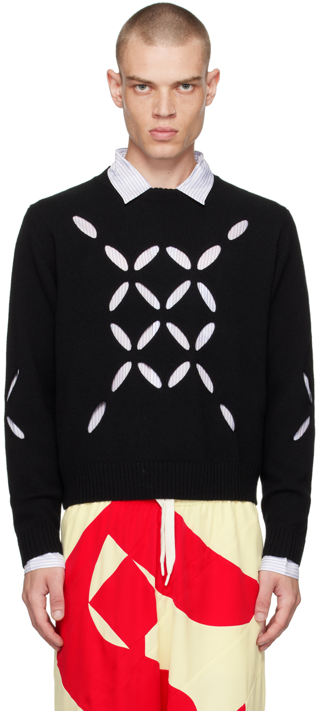 Shop Stefan Cooke Black Slashed Sweater