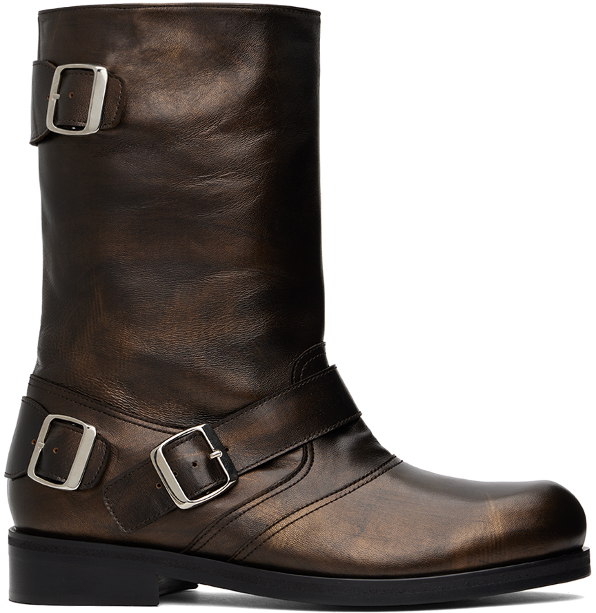 SSENSE Exclusive Brown Biker Boots