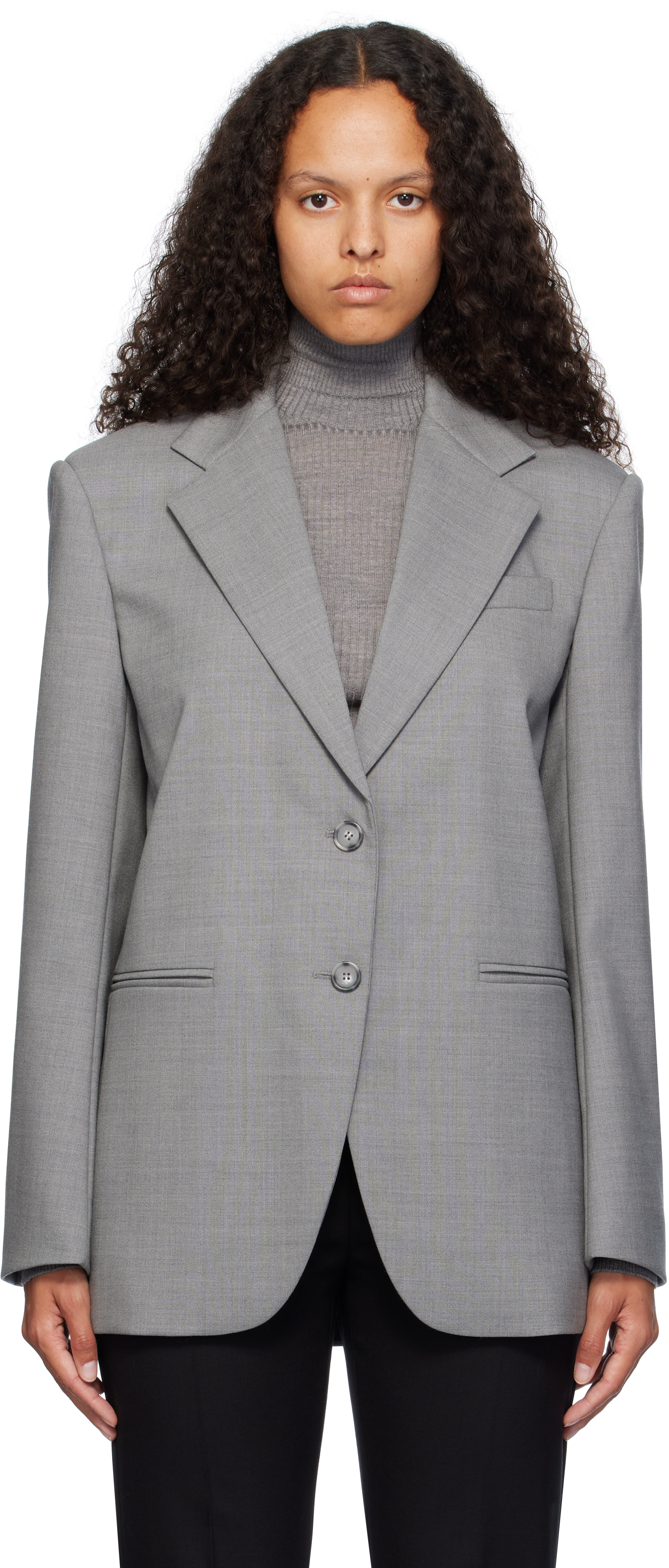 Shop Sportmax Gray Baffo Blazer In 016 Light Grey