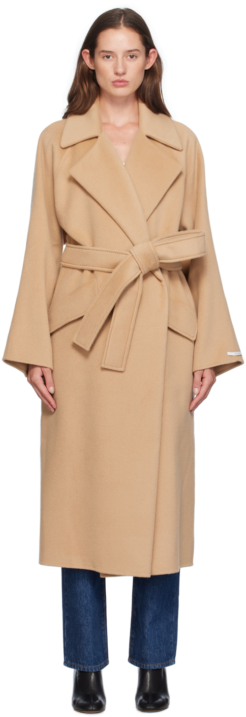 Sportmax Beige Virgin Wool & Cashmere Coat In 010 Beige