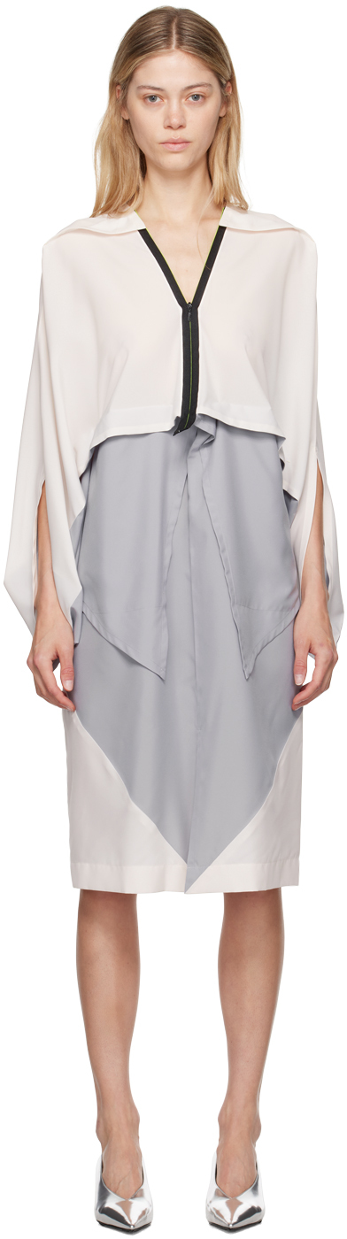Gray & Off-White Convex Midi Dress