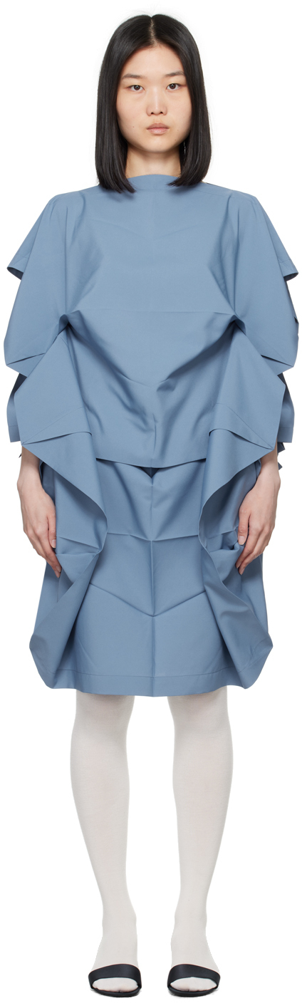 132 5. ISSEY MIYAKE: Blue No. 7 Midi Dress | SSENSE