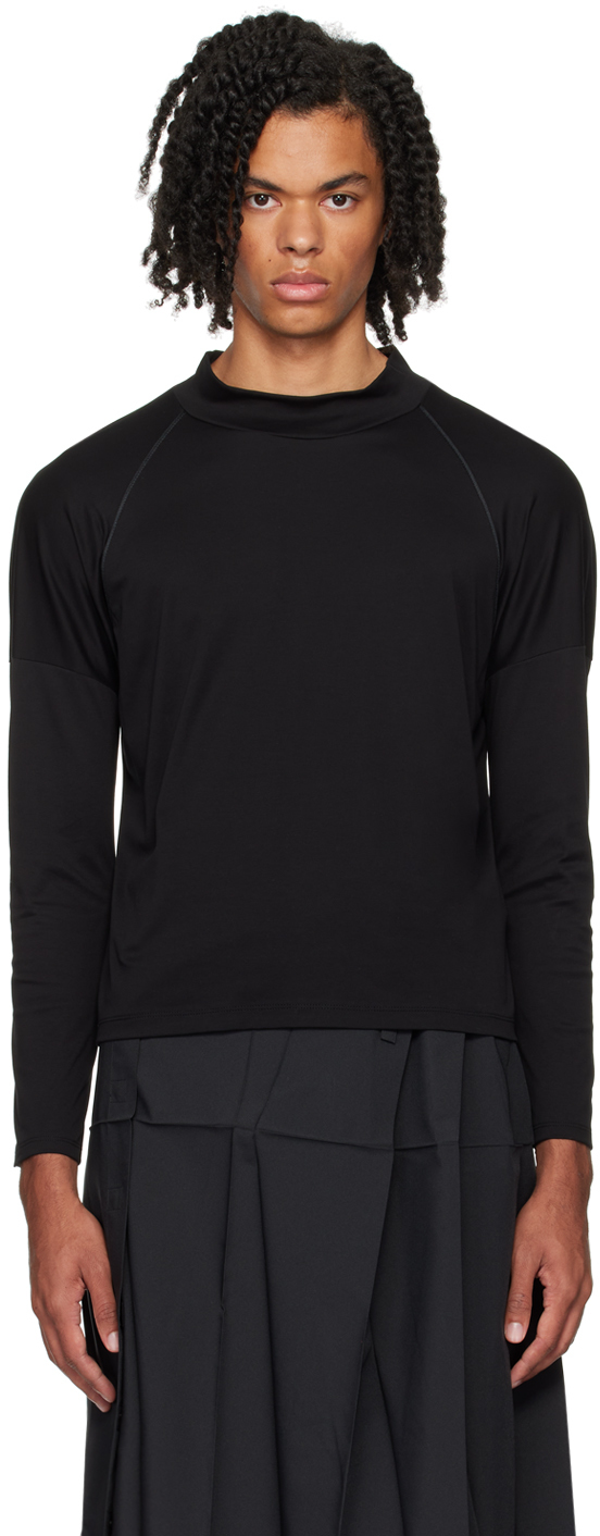 Black Mock Neck Long Sleeve T-Shirt