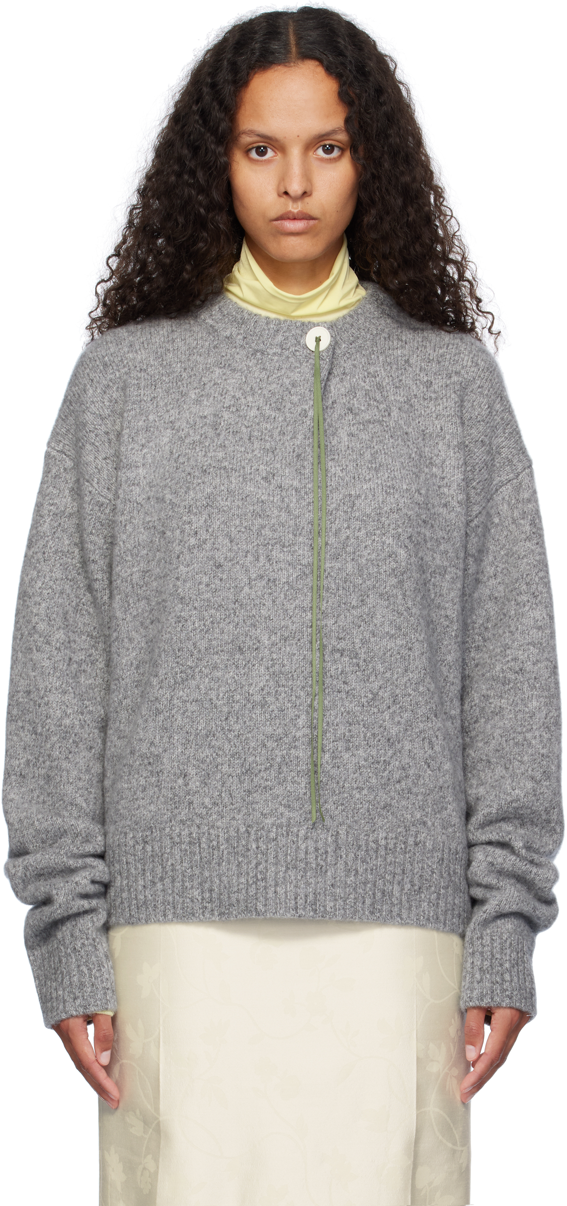 Gray One Button Sweater