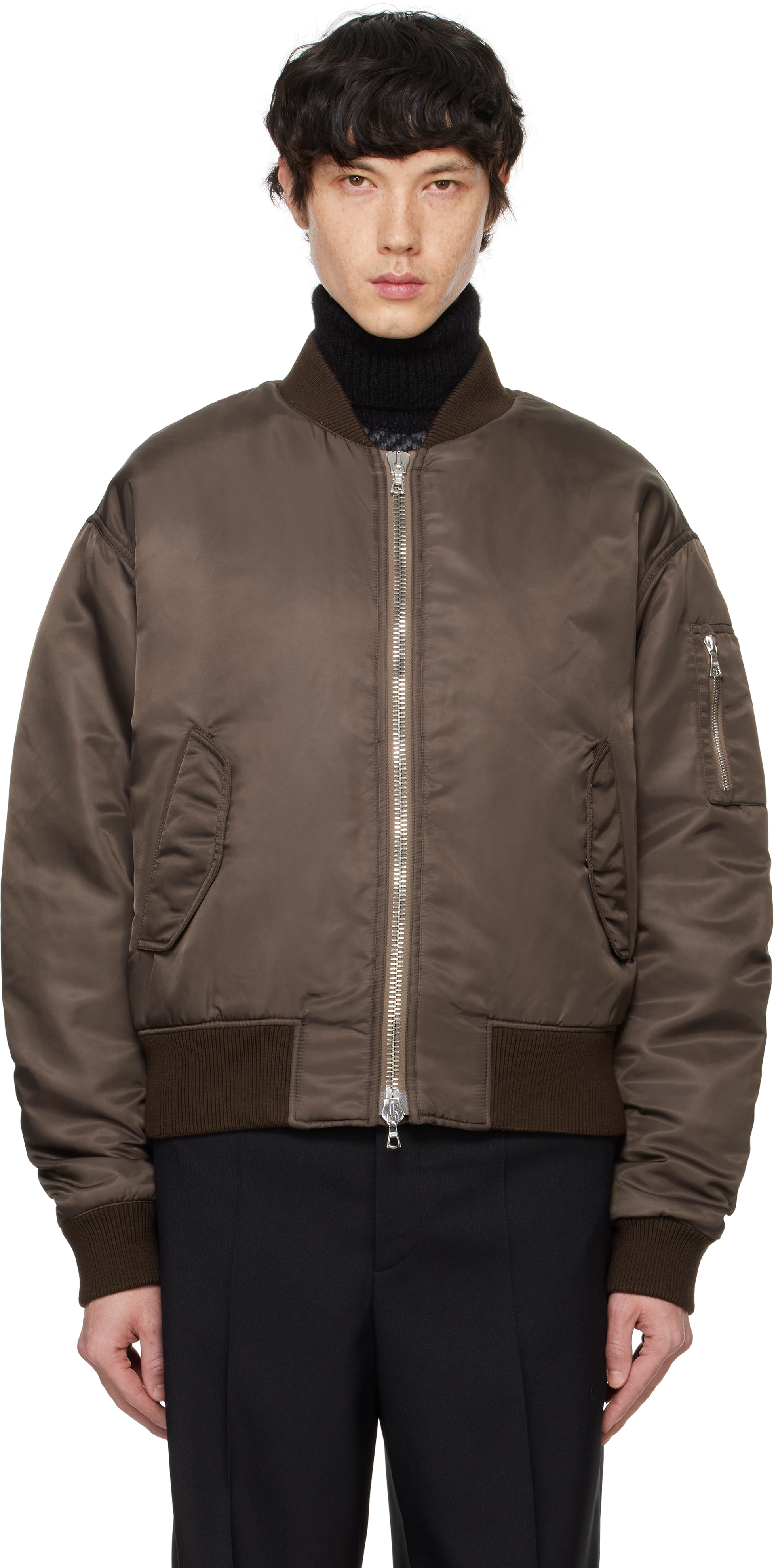 OFFICINE GENERALE BROWN JUNO BOMBER JACKET 