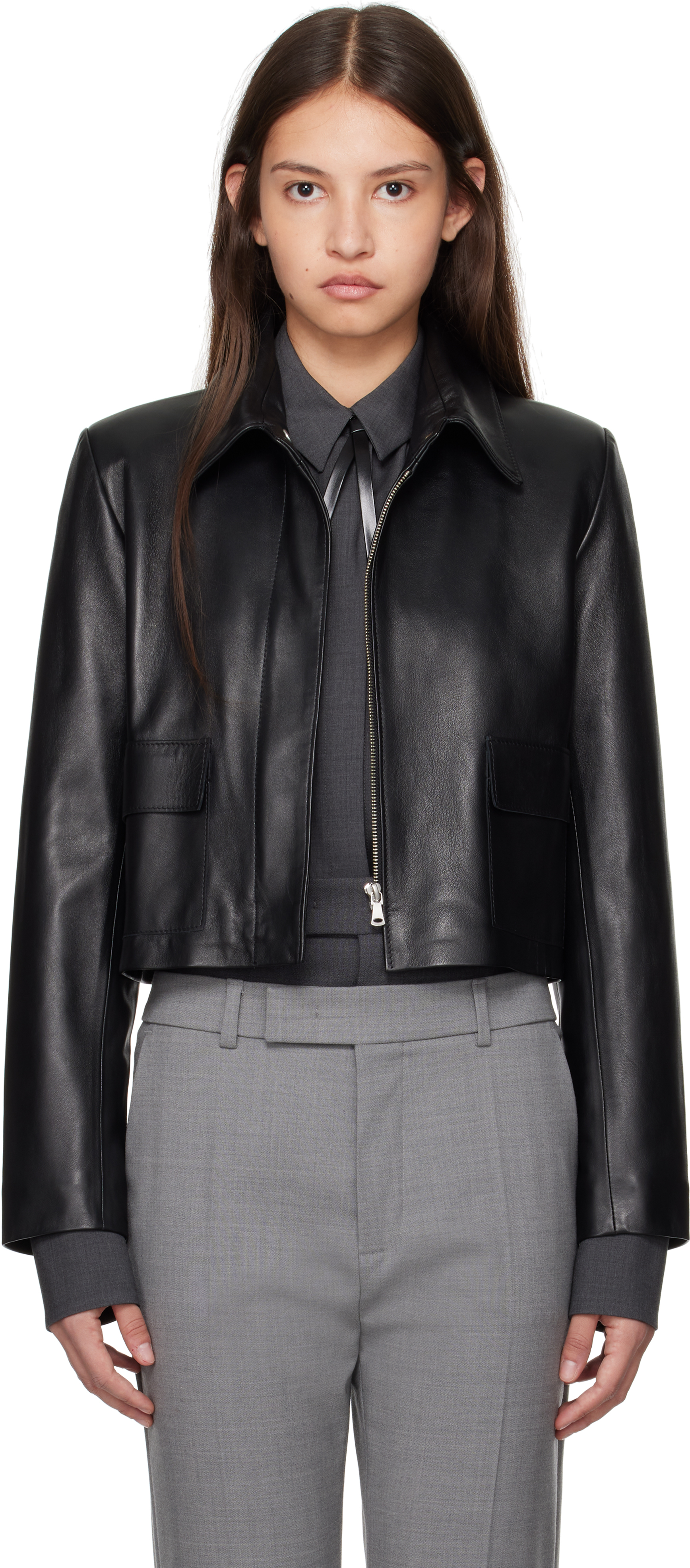 【関税込み】Nour Hammour レザー ジャケット NOUR HAMMOUR テクスチャードレザー ジャケット | NET-A-PORTER