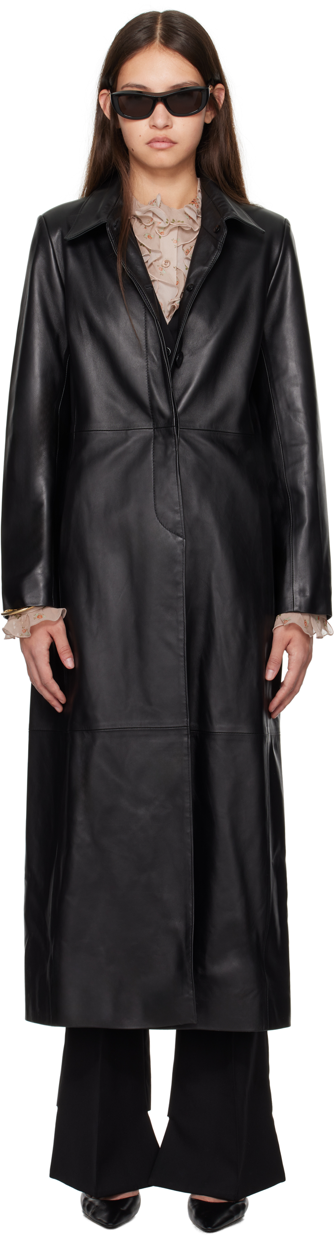 Black Gotham Leather Coat