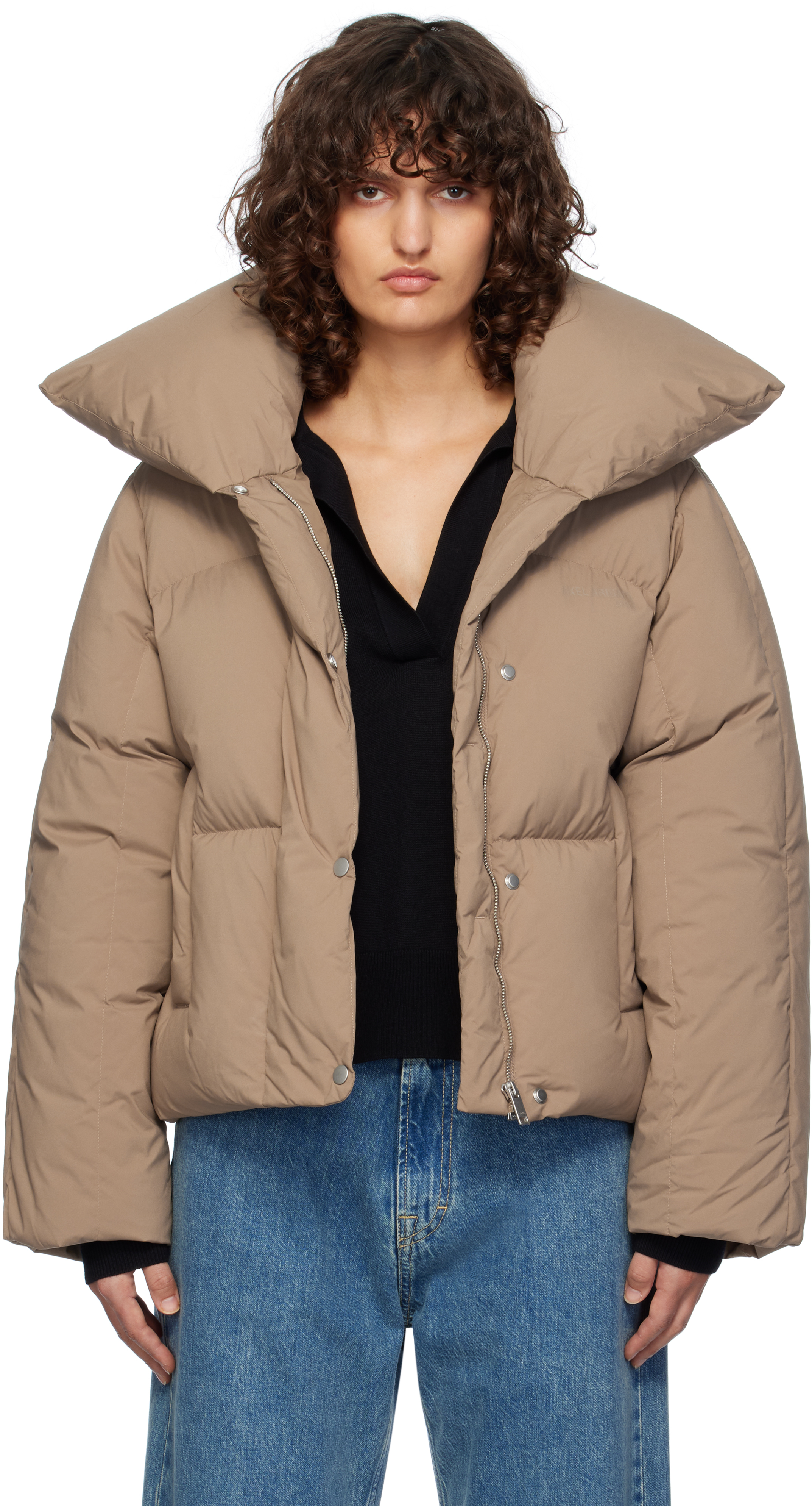 Shop Axel Arigato Tan Mist Down Puffer Jacket In Coffee