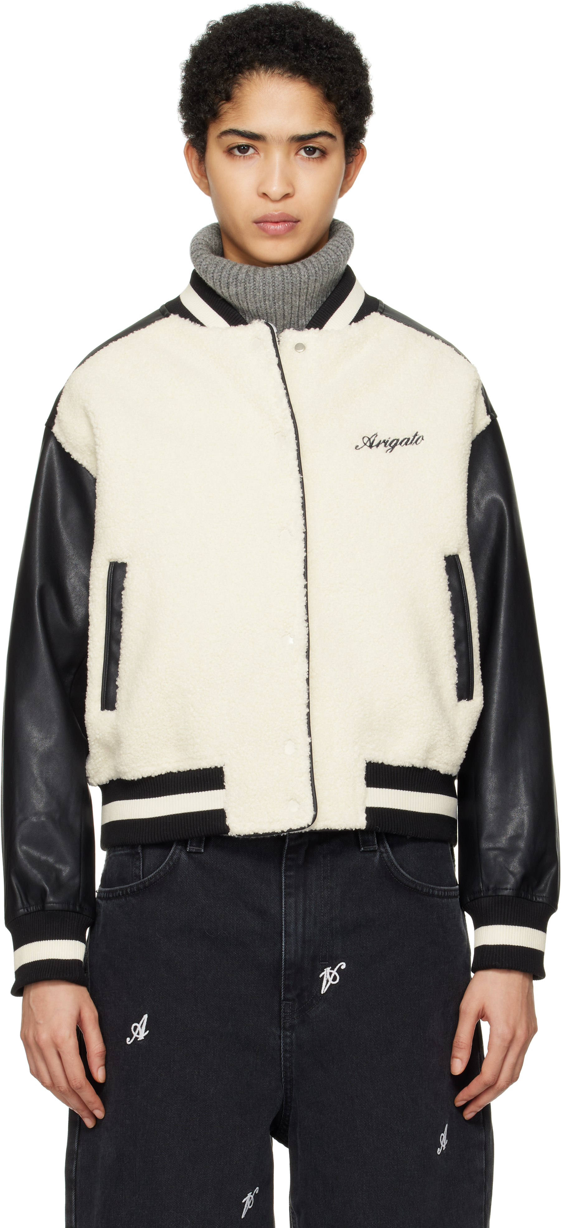 Off-White & Black Saul Varsity Bomber Jacket