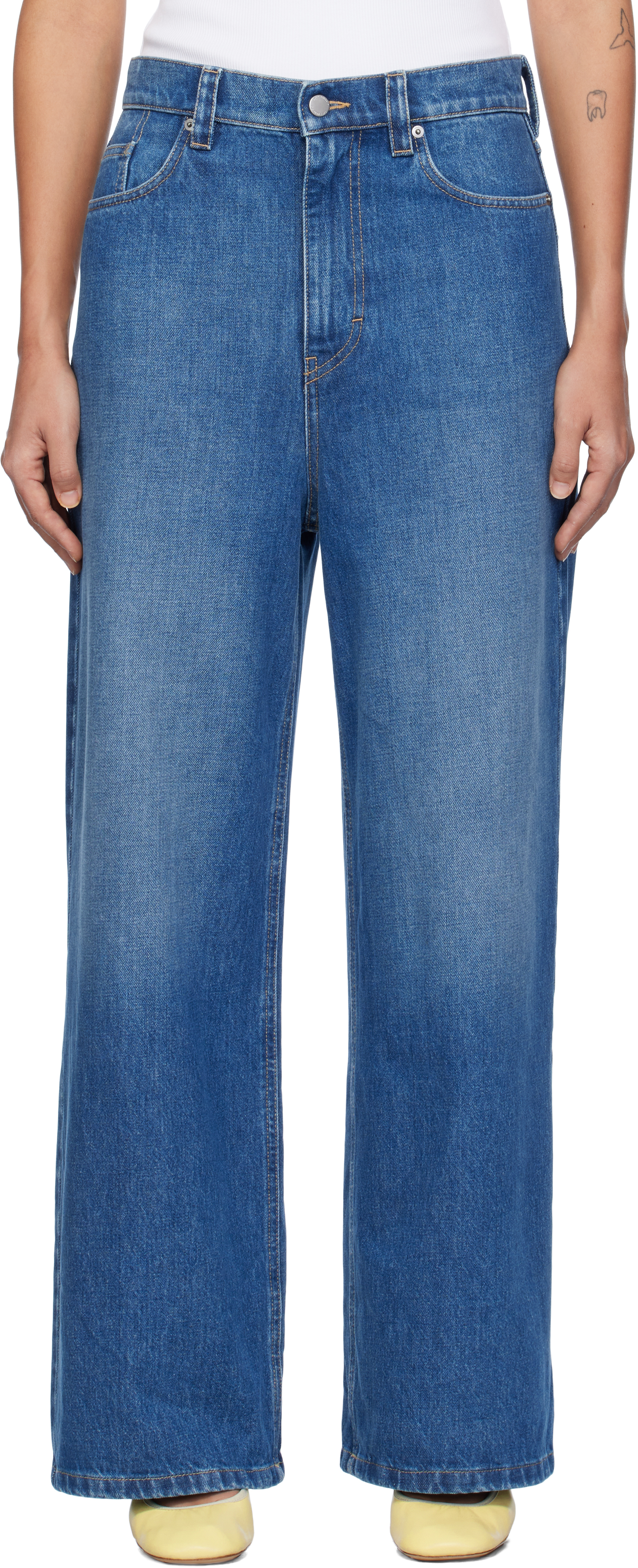 Shop Axel Arigato Blue Clara Wide-leg Jeans In Mid Blue