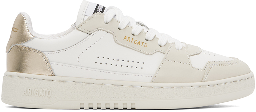 White & Gold Dice Lo Sneakers by Axel Arigato on Sale