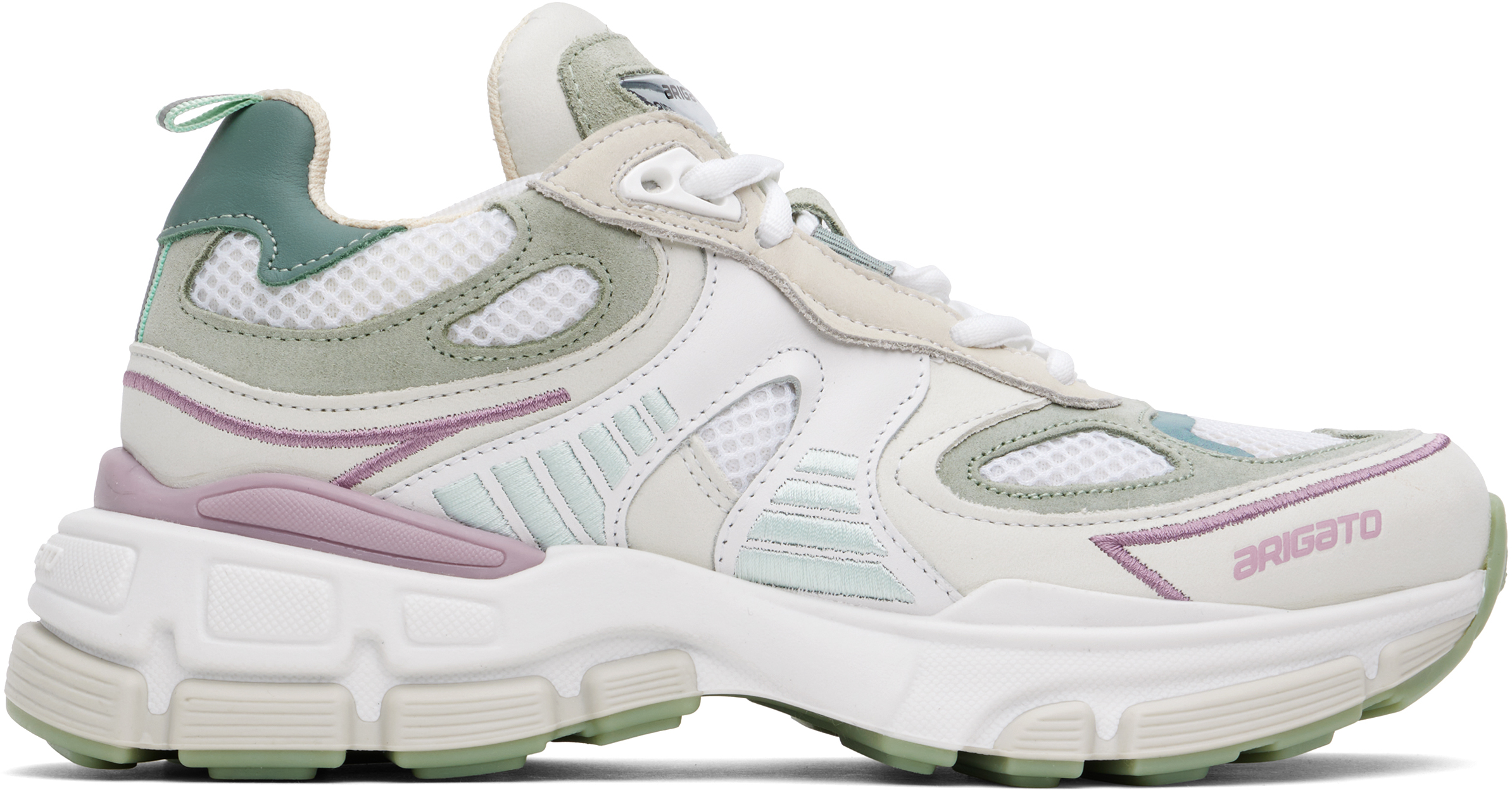 White & Green Sphere Runner Sneakers