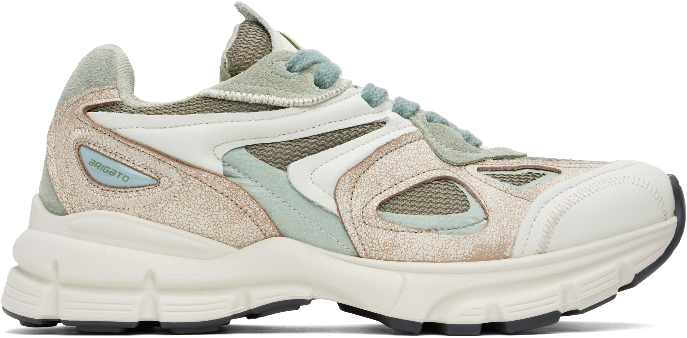 Shop Axel Arigato Beige & Green Marathon Runner Sneakers In Lt Green/dk Green